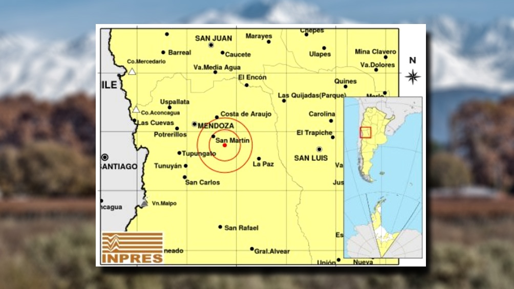 El epicentro del sismo se registró a 69 kilómetros al sureste de la ciudad de Mendoza.